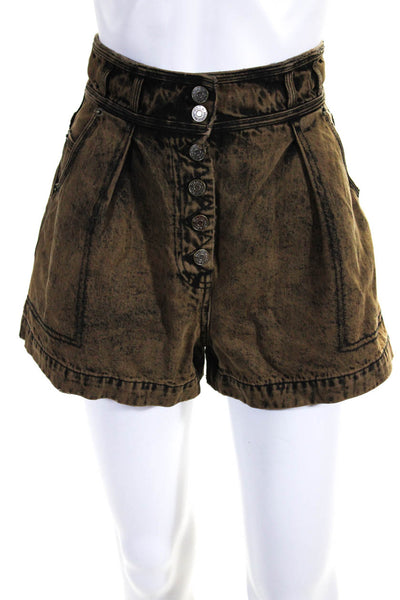 Ulla Johnson Womens Button Fly High Rise Denim Shorts Brown Cotton Size 0