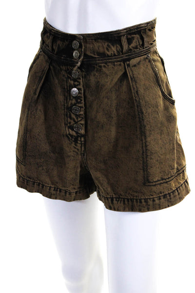 Ulla Johnson Womens Button Fly High Rise Denim Shorts Brown Cotton Size 0