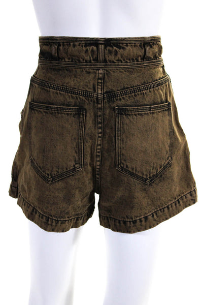 Ulla Johnson Womens Button Fly High Rise Denim Shorts Brown Cotton Size 0