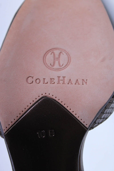 Cole Haan Womens Suede Embossed Metallic Leather Beaded High Heels Brown Size 10