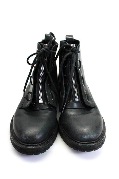 Rag & Bone Womens Leather Zipper Front Lace Up Ankle Boots Black Size 38 8