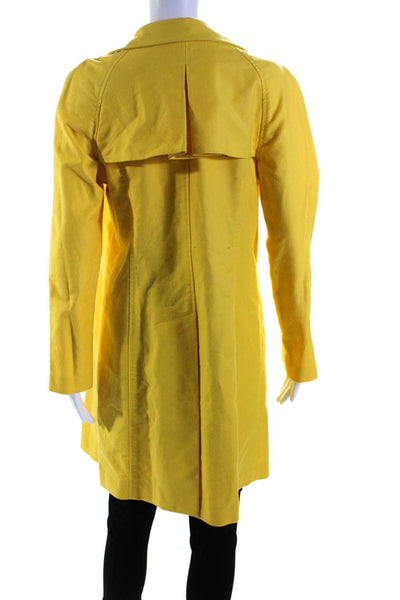 Tibi Womens Button Front Long Sleeve Collared Coat Yellow Cotton Size Medium