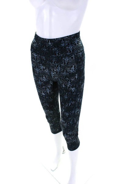 Sweaty Betty Womens Abstract Print Mid Rise Active Capri Pants Blue Size 2XS