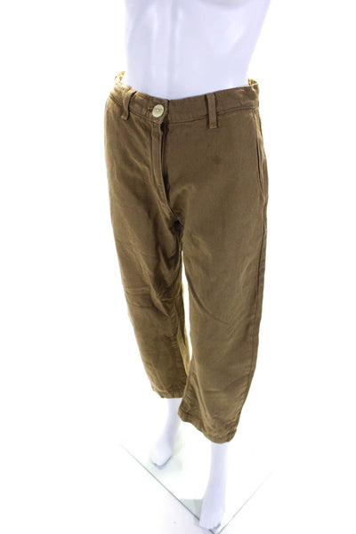 Road To Nowhere Womens Zipper Fly High Rise Straight Pants Brown Cotton Size 0