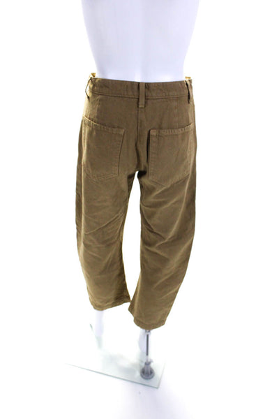 Road To Nowhere Womens Zipper Fly High Rise Straight Pants Brown Cotton Size 0