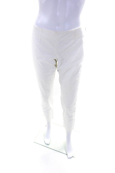 Theory Womens Cotton Darted Zipped Tapered Slip-On Dress Pants White Size 0