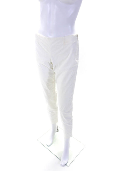 Theory Womens Cotton Darted Zipped Tapered Slip-On Dress Pants White Size 0