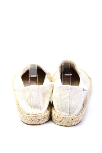 Soludos Womens Linen Slip On Embroidered Espadrille Flats Beige Size 10