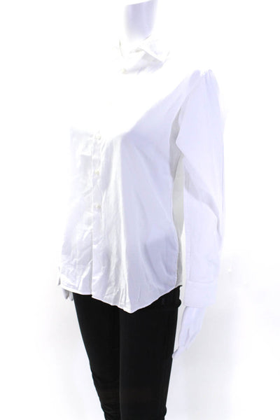 Michael Kors Womens Cotton Collared Long Sleeve Buttoned Top White Size 16