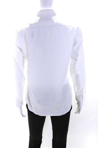 Michael Kors Womens Cotton Collared Long Sleeve Buttoned Top White Size 16