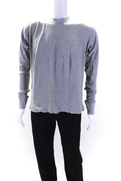 Rag & Bone Mens Textured Knitted Round Neck Long Sleeve Thermal Top Gray Size M