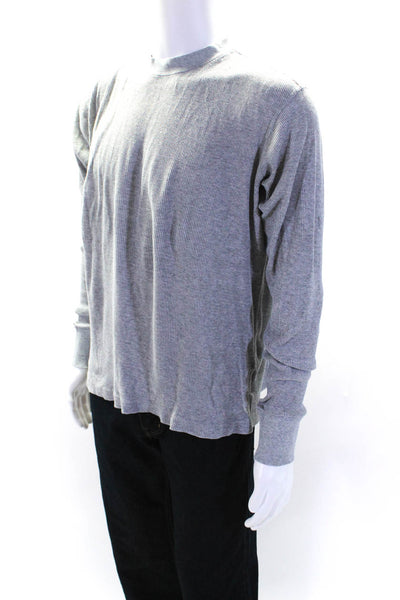 Rag & Bone Mens Textured Knitted Round Neck Long Sleeve Thermal Top Gray Size M