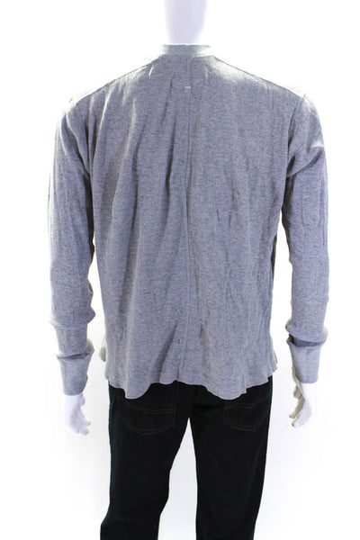 Rag & Bone Mens Textured Knitted Round Neck Long Sleeve Thermal Top Gray Size M