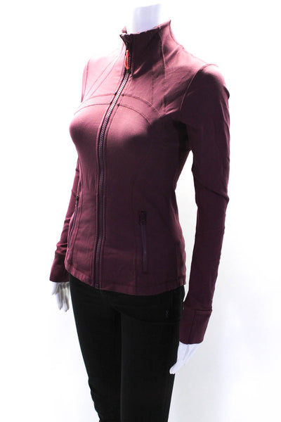 Lululemon Womens Front Zip Stretch Knit Mock Neck Light Jacket Light Plum Size 4