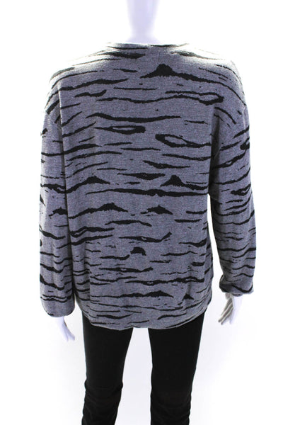 Monrow Womens Long Sleeve Animal Print Crewneck Top Gray Size Small