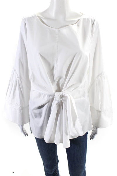 3.1 Phillip Lim Womens Flared Long Sleeve Poplin Top Blouse White Size 10