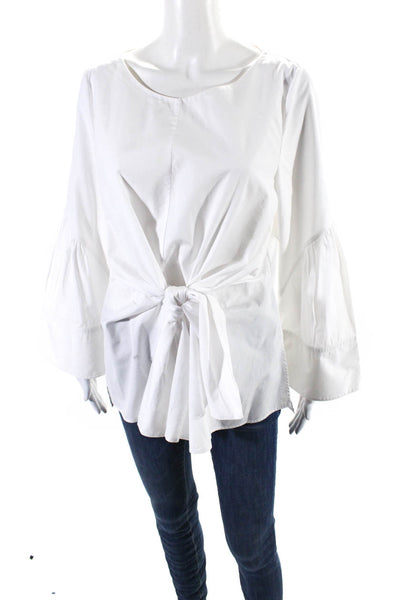 3.1 Phillip Lim Womens Flared Long Sleeve Poplin Top Blouse White Size 10