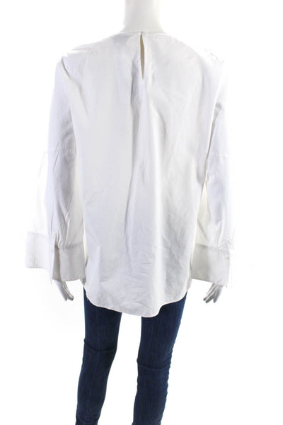 3.1 Phillip Lim Womens Flared Long Sleeve Poplin Top Blouse White Size 10