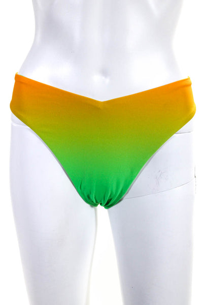 We Wore What Womens High Cut Ombre Print Bikini Bottoms Green Yellow Size L