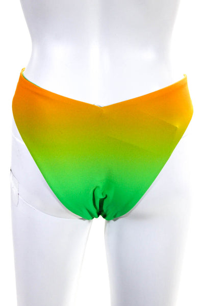 We Wore What Womens High Cut Ombre Print Bikini Bottoms Green Yellow Size L