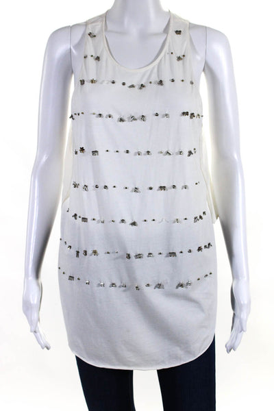 3.1 Phillip Lim Womens Cotton Silk Embellished Tank Blouse White Size 2