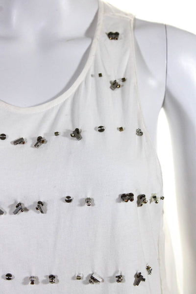 3.1 Phillip Lim Womens Cotton Silk Embellished Tank Blouse White Size 2