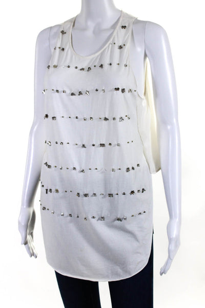 3.1 Phillip Lim Womens Cotton Silk Embellished Tank Blouse White Size 2