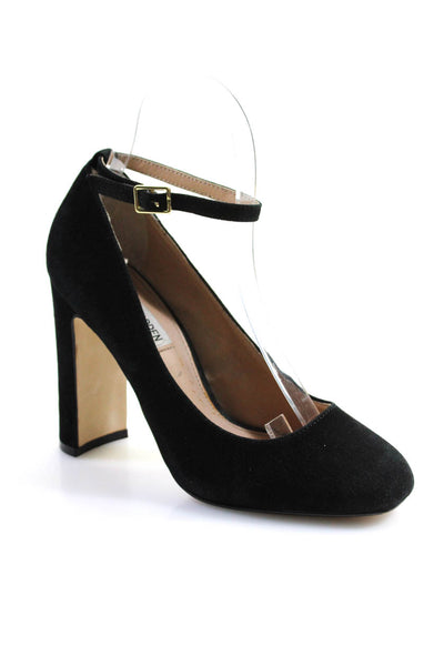 Steve Madden Womens Suede Squared Toe Mary Jane Heels Black Size 7