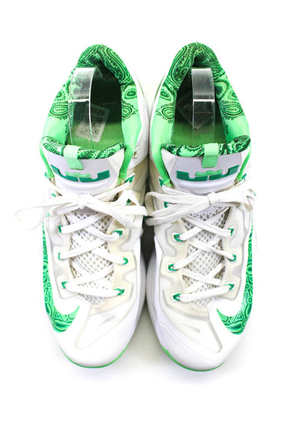 Nike Max Lebron 11 Low Lace Up Sneakers Nylon Green White Size 12 US
