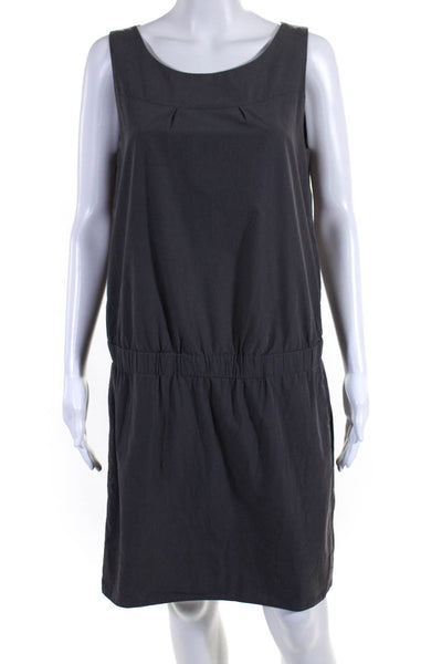 Vince Womens Sleeveless Scoop Neck MId Calf Dress Back Zip Gray Size 10