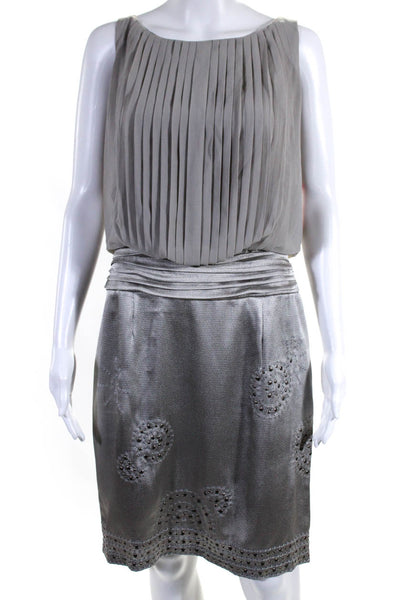 Signature By Vince Camuto Womens Sleeveless Studded Dress Silver Size 10