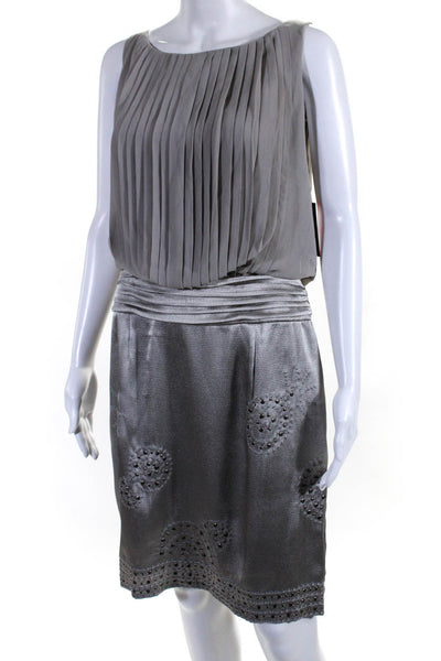 Signature By Vince Camuto Womens Sleeveless Studded Dress Silver Size 10