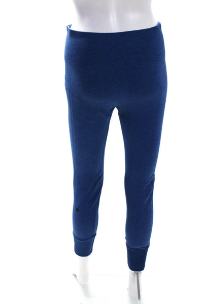Lululemon Womens Ribbed Textured Slip-On Elastic Athletic Leggings Blue Size S