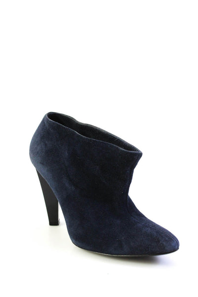 Balenciaga Womens Pointed Toe Tapered Heel Booties Navy Blue Suede Size 36 6