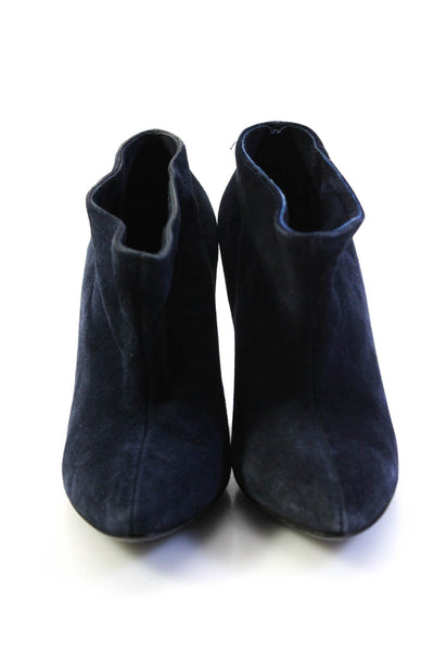 Balenciaga Womens Pointed Toe Tapered Heel Booties Navy Blue Suede Size 36 6