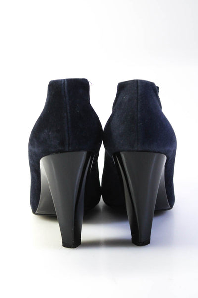 Balenciaga Womens Pointed Toe Tapered Heel Booties Navy Blue Suede Size 36 6