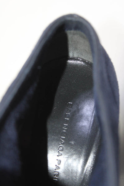 Balenciaga Womens Pointed Toe Tapered Heel Booties Navy Blue Suede Size 36 6