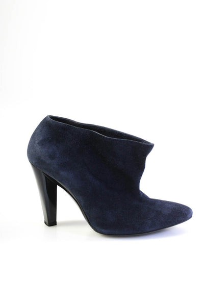 Balenciaga Womens Pointed Toe Tapered Heel Booties Navy Blue Suede Size 36 6