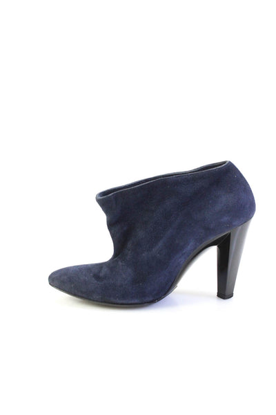 Balenciaga Womens Pointed Toe Tapered Heel Booties Navy Blue Suede Size 36 6