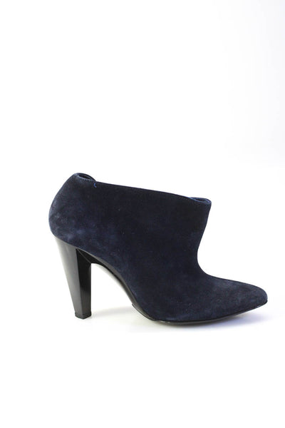 Balenciaga Womens Pointed Toe Tapered Heel Booties Navy Blue Suede Size 36 6