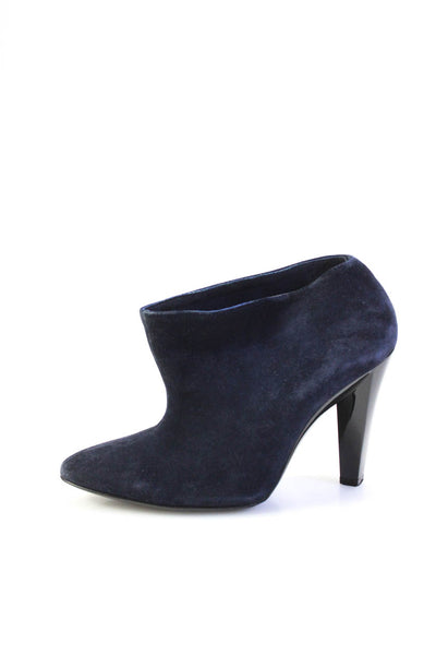 Balenciaga Womens Pointed Toe Tapered Heel Booties Navy Blue Suede Size 36 6