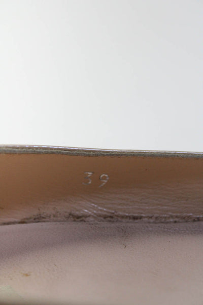 Prada Womens Stiletto Grosgrain Bow Peep Toe Pumps Brown Patent Leather Size 39
