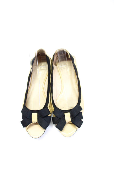 Kate Spade New York Womens Beige Bow Front Peep Toe Ballet Flats Shoes Size 7.5M