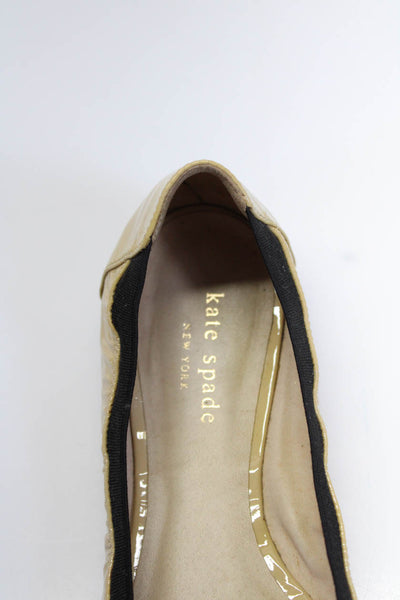 Kate Spade New York Womens Beige Bow Front Peep Toe Ballet Flats Shoes Size 7.5M