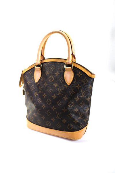 Louis Vuitton Womens Monogram Canvas Zip Top Lockit PM Tote Handbag  Brown