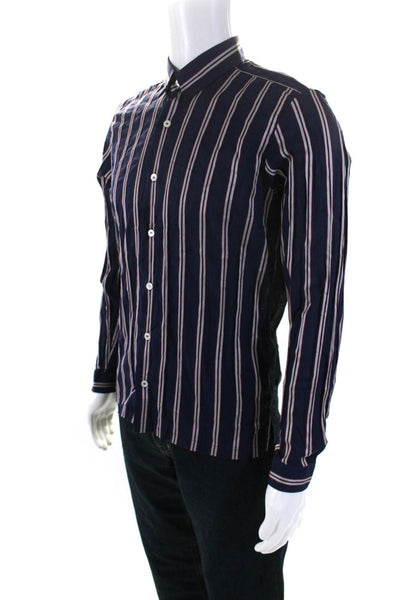 Bazar Christian Lacroix Mens Collared Button Down Striped Shirt Blue Size 15