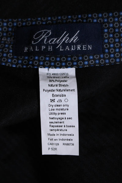 Lauren Ralph Lauren Mens Tapered Leg Pin Stripe Flat Front Pants Wool Blue 52R