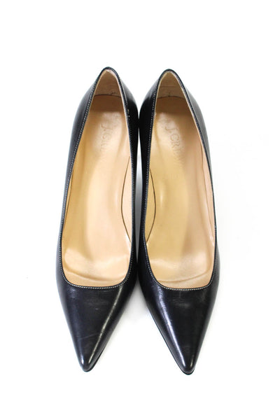 J Crew Womens Leather Pointed Toe Slip On High Heels Pumps Black Size 7