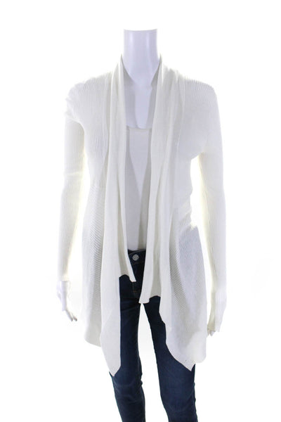 Cotton By Autumn Cashmere Womens White Cotton Cowl Neck Cardigan Sweater Size S