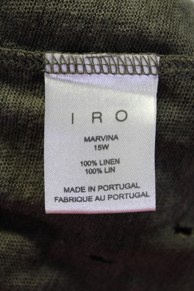 IRO Womens Marvina Long Sleeve Knit Distressed Top Tee Shirt Olive Linen Size XS